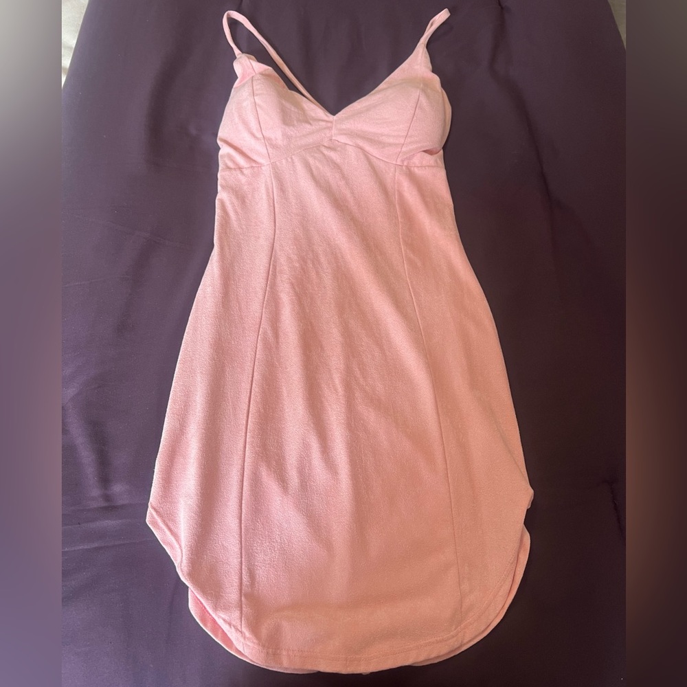 NWT never worn Small U hem suede strappy pink dress perfect for Valetine’s Day